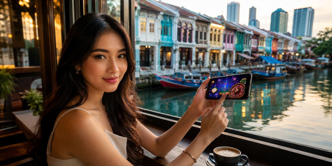 Pemain kasino mudah alih di Penang menikmati permainan slot dengan telefon pintar